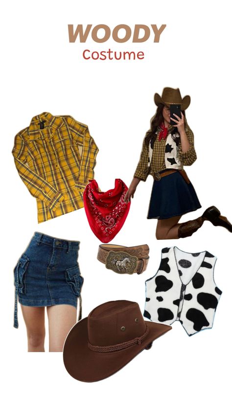 Quick Diy Halloween Costumes, Woody Toy Story Costume, Halloween Costume Ideas Women, Woody Costume, Toy Story Halloween, Trio Costumes, Women Halloween Costume Ideas, Costume Ideas Women, Matching Halloween Costumes