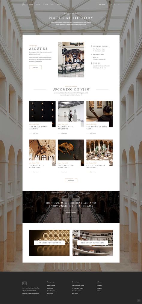 Create a beautiful museum presentation effortlessly with Musea WordPress theme! #wordpress #theme #layout #design #webdesign #creative #art #artistic #finearts #artgallery #museum #culture #exhibitions #artcollection #artblog #luxurious #elegant Website Design Gallery Page, Gallery Website Design Web Layout, Culture Website Design, Art Gallery Website Design Inspiration, Website Gallery Layout, Gallery Page Design Website, Exhibition Website Design, Museum Web Design, Website Gallery Design