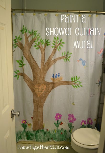 Paint a Shower Curtain Mural - this screams silent auction :) Kids Shower Curtain, Simple Bathroom Decor, Painting Shower, Auction Ideas, Dollar Store Crafts, Kids Bathroom, Kids' Bathroom, Room Paint, Kid Crafts