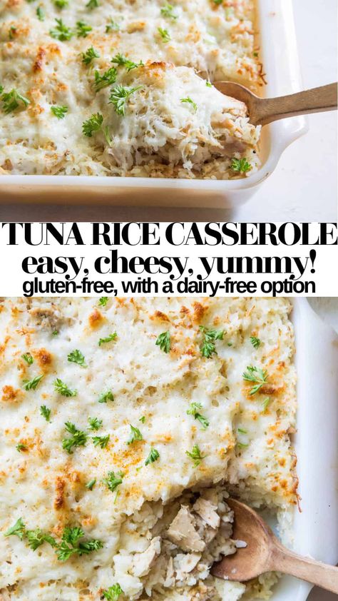 Tuna Rice Casserole - The Roasted Root Tuna Rice Casserole, Gluten Free Tuna Casserole, Tuna Noodle Casserole Easy, Tuna Casserole Easy, Tuna Rice, Tuna Casserole Recipes, Healthy Tuna, Broccoli Rice Casserole, Tuna Noodle Casserole