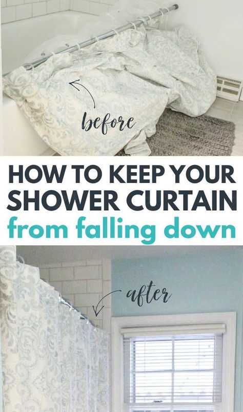 It is incredibly frustrating when your shower curtain keeps falling. After a few too many times of my shower curtain rod falling at the worst moments, I decided to find the solution once and for all. I found a super easy, super cheap solution that has kept my shower curtain rod in place for more than 3 years. And it doesn't involved putting any holes in the walls. Come see just how easy to keep your shower curtain from falling ever again.
 ... daha fazla Small Shower Stalls With Curtains, Shower Curtain Hangers Ideas, Shower Curtains For 9 Ft Ceilings, Shower Curtain Rod Placement, Shower Curtain Rod Ideas Hacks, Hanging Shower Curtain Ideas, Shower Rod Hacks, Diy Shower Rod, Diy Shower Curtain Rod