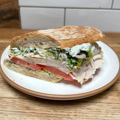 Turkey Sandwich with Secret Ranch Turkey Bacon Ranch Sandwich, Ranch Sandwich, Turkey Bacon Ranch, Easy Healthy Cooking, Turkey Sandwiches Recipes, Sandwich Sauces, Fresh Turkey, Turkey Sandwich, Grilled Eggplant