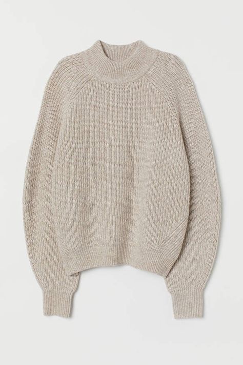 H&M - Knit Mock-turtleneck Sweater - Beige Europe Ootd, Elizabeth Zimmerman, Mom Clothes, Knitted Doll Patterns, Knitted Turtleneck, Ideal Closet, Turtleneck Jumper, Mock Turtleneck Sweater, Beige Pullover