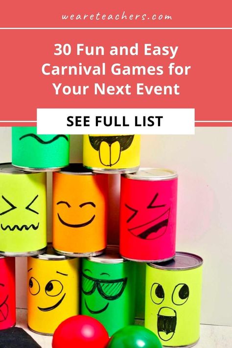 Whether you buy or DIY, these carnival games are perfect for field days, fundraisers, parties, and other school or community events. Easy Carnival Games, Basket Toss, Mexican Fruit, Carnival Activities, Diy Carnival Games, Backyard Carnival, Diwali India, Art Techno, Carnival Signs