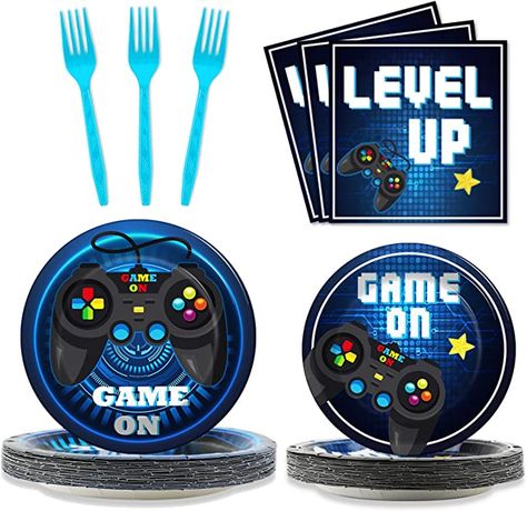 Game On Theme, Video Game Birthday Party Decorations, Video Game Party Decorations, Birthday Plates, Gaming Party, Perfect Video, Video Games Birthday Party, Video Game Birthday, Game Birthday