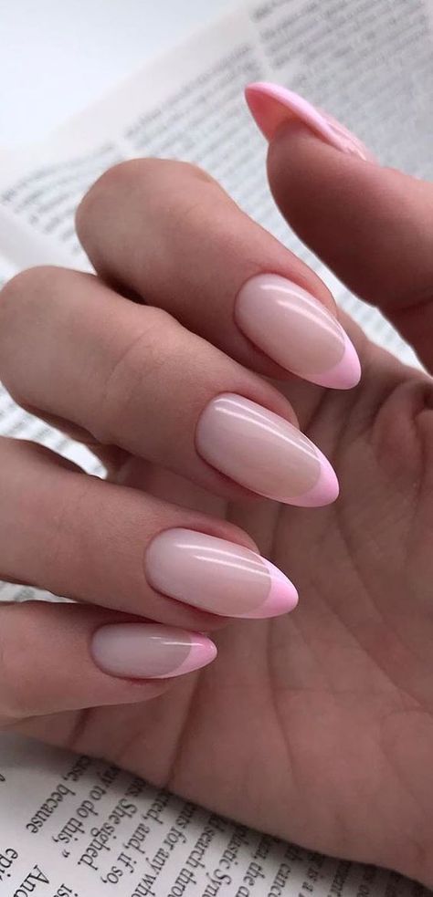 Pink Tip Nails, Kutek Disney, Unghie Sfumate, Minimal Nails, Pink Nail, Pink Spring, Neutral Nails, Minimalist Nails, Fire Nails