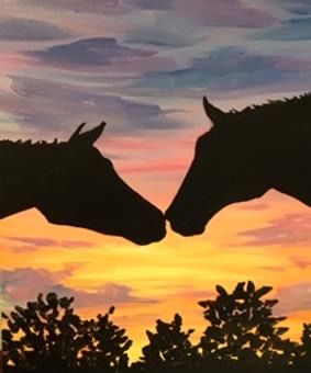 Horse Paintings Acrylic, Beginners Acrylic Painting, Learn Acrylic Painting, Aspen Art, Simple Acrylic, Western Paintings, Silhouette Painting, Lake Painting, Flower Painting Canvas