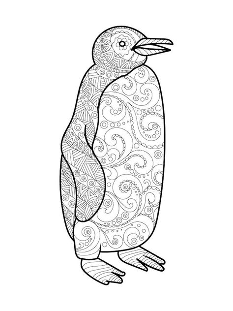 Penguin Mandala, Animal Kingdom Colouring Book, Horse Coloring Books, Penguin Coloring Pages, Penguin Coloring, Cat Coloring Book, Drawing Tutorials For Beginners, Animal Doodles, Doodle Coloring