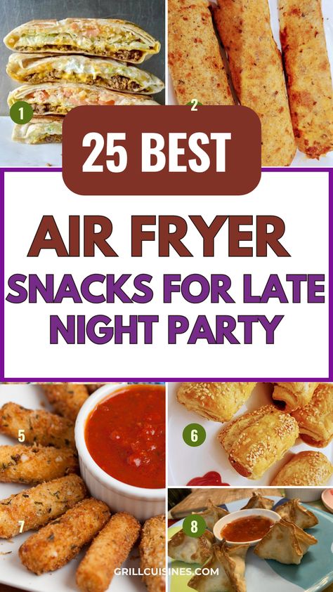 Discover a wide selection of mouthwatering air fryer snack recipes that satisfy your late-night cravings. These recipes are easy and quick to make in just under 15 minutes.Easy Quick Midnight Snacks, Quick Easy Late Night Snacks, Hot Snack Ideas, Quick Night Snacks, Yummy Midnight Snacks Best Night Time Snacks, Late Night Air Fryer Snacks, Snacks To Make In Air Fryer, Easy Quick Midnight Snacks, Best Movie Snacks, Midnight Snack Quick, Snack Night Ideas, Quick Snacks To Make At Home, Salty Snacks Easy