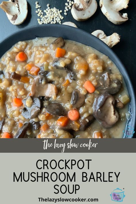 Mushroom Barley Stew, Mushroom Barley Soup Recipe, Different Kinds Of Mushrooms, Crockpot Mushrooms, Kinds Of Mushrooms, Barley Soup Recipe, Mushroom Barley, Mushroom Barley Soup, Dairy Free Soup