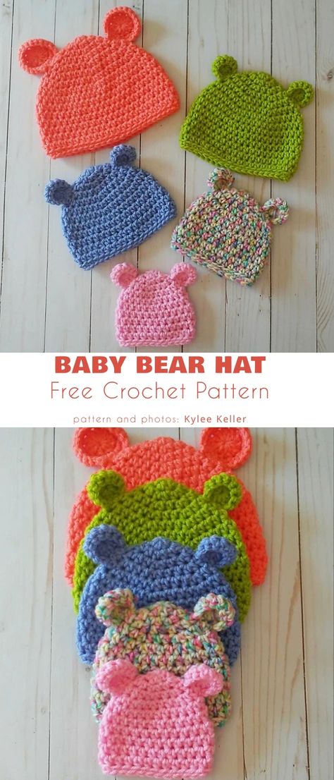 Crochet Baby Hats Free Pattern, Crochet Baby Mittens, Bandeau Au Crochet, Bear Beanie, Crochet Baby Beanie, Confection Au Crochet, Adorable Newborn, Crochet For Baby, Crocheted Hats