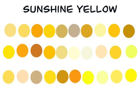 Yellow Procreate Palette, Procreate Palettes, Aesthetic Paint, Procreate Palette, Procreate Tips, Yellow Palette, Color Palette Challenge, Color Palette Yellow, Spring Color Palette