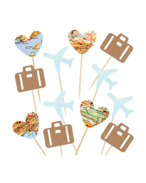 How to Plan a Travel-Themed Bridal Shower - A Jetset Journal Travel Theme Party Decorations, Airplane Cupcake Toppers, Airplane Cupcakes, Blue Airplane, Travel Theme Bridal Shower, Kids Birthday Party Cake, Map Heart, Travel Baby Shower Theme, Travel Baby Showers