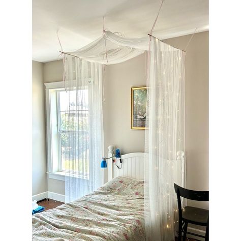 Bohemian Bed Canopy With Lights Boho Bed Canopy Adult Dorm Canopy Bed Curtains College Dorm Bed Headboard Decor All Bed Sizes - Etsy White Bed Canopy With Lights, Girls Ocean Bedroom, Dorm Canopy, Curtains With Lights, Canopy With Lights, Canopy Reading Nook, Girls Bedroom Canopy, Bed Canopy With Lights, Iron Canopy Bed