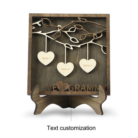 3 Names Personalized Family Tree Frame Wood Frame 3 Family Members Custom Text Wooden Family Tree, Personalised Wooden Plaques, Personalized Signs Family, Family Plaque, Desk Plaques, Family Tree Frame, Wooden Family, Tree Frame, Custom Family Tree