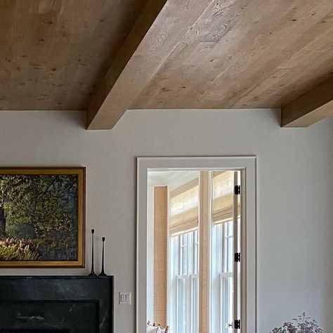 Liz Mearns Interior Designer on Instagram: "Wood paneling on the ceiling? Absolutely!  Adding wood to your ceiling can transform a room, bringing warmth, texture, and architectural interest to your space.  Wood ceilings create a cozy, inviting atmosphere and can make large rooms feel more intimate. They also add a natural element that complements various design styles, from rustic to modern.  When choosing wood for your ceiling, consider the type of wood, its finish, and how it complements your overall design. Lighter woods like pine or oak can brighten a room, while darker woods like walnut or mahogany add drama and elegance. Installation options are endless: exposed beams, beadboard, shiplap, or tongue-and-groove planks each offer unique looks.  So remember, one way to elevate your desig Tongue And Groove Ceiling, Ceiling Texture, Design Architect, Unique Looks, Natural Element, Exposed Beams, Ceiling Panels, Wood Ceilings, Tongue And Groove