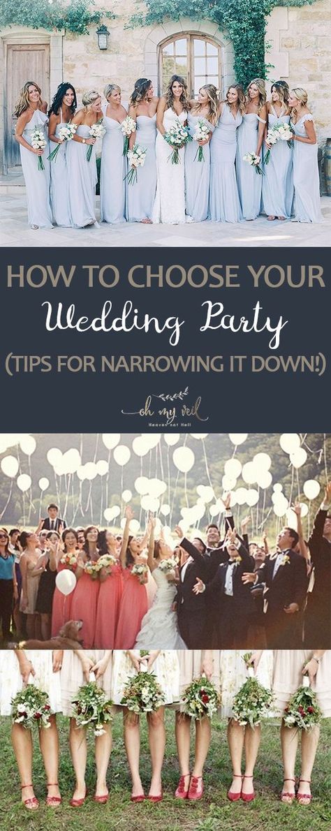 How to Choose Your Wedding Party (Tips for Narrowing it Down!) How To Choose Wedding Party, How To Choose Bridesmaids, Wedding Ideas Cheap, Wedding Cheap, Cheap Wedding Ideas, Wedding Tips And Tricks, Diy Wedding Decor, Weddings By Color, Party Tips