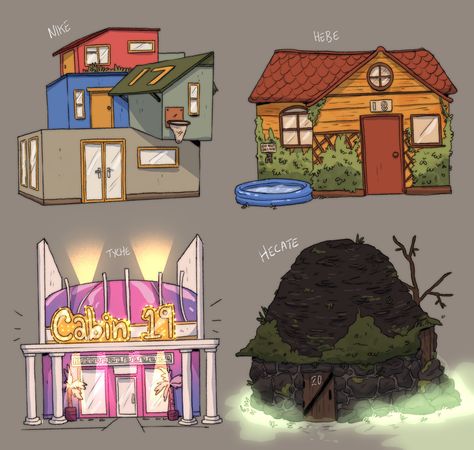 Pjo Cabins, Camp Half Blood Cabins, The Kane Chronicles, Percy Jackson Cabins, Percy Jackson Drawings, Zio Rick, Thalia Grace, Piper Mclean, Cabin Art