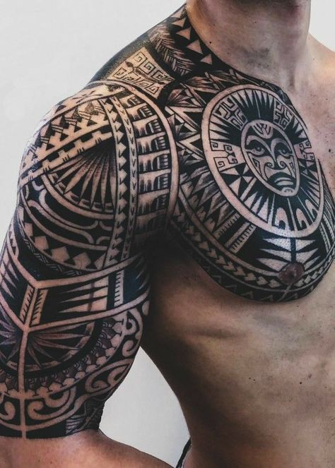 Mayan Tattoos, Polynesian Tattoo Designs, Maori Tattoo Designs, Mens Shoulder Tattoo, Tattoos For Women Half Sleeve, Chest Tattoo Men, Tattoo Women, Celtic Tattoos, Forearm Tattoo Men