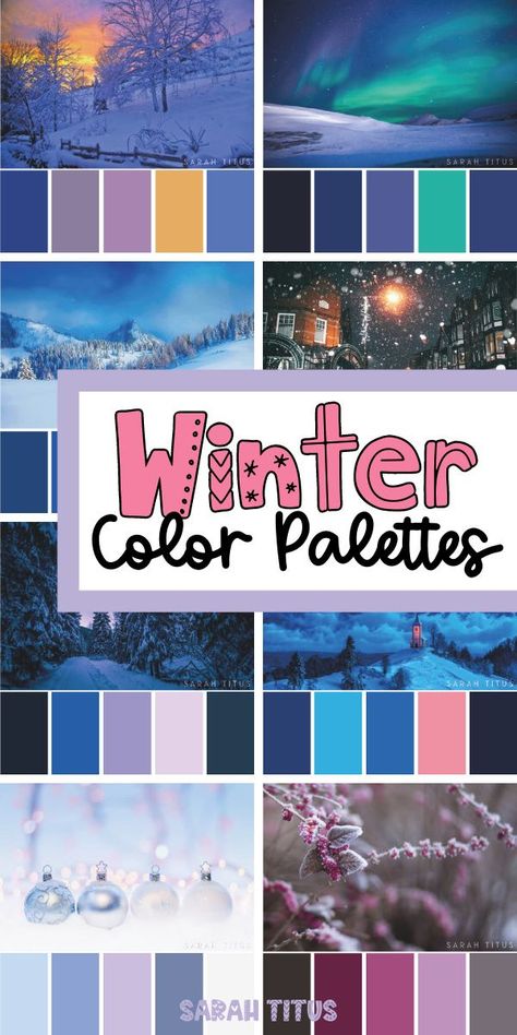 Color That Goes With Blue, Winter Bedroom Colors, Winter Color Palette 2023, Winter Color Swatches, Winter Inspired Color Palette, Colors For January 2024, Winter Color Palette Outfit Ideas, Winter Color Pallets, Four Seasons Color Palette