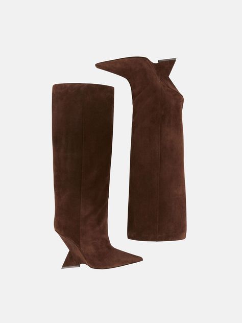 THE ATTICO ''Cheope'' tube boot dark brown Brown Ankle-high Boots With Heel Tab, Attico Boots, Brown Ankle-high Boots With Sculpted Heel, Luxury Brown Ankle-high Heeled Boots, Brown Ankle-high Boots With Reinforced Heel, Black Thigh High, Black Tube, Slouchy Boots, Denim Boots