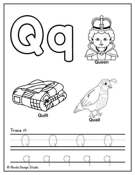 Letter Q Coloring Pages Crafts For Letter Q Preschool, Letter Q Tracing Worksheet, Letter Q Coloring Page, Letter Q Activities For Preschool, Letter Q Worksheets, Bird Crafts Preschool, Coloring Letters, Toddler Lessons, Abc Worksheets