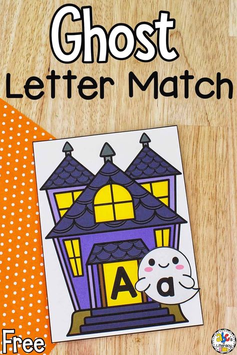 Halloween Phonics Activities Preschool, Ghost Literacy Activities Preschool, Halloween Word Work Kindergarten, Halloween Letter Sound Activities, Letter Matching Activities Kindergarten, October Letter Activities, Halloween Letter Activities Kindergarten, Capital And Lower Case Letter Matching, Halloween Letters Preschool