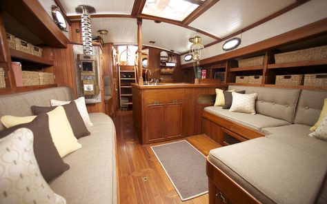 Who said you can't have your home at sea? Yacht Decor Boat Interior, Yacht Interior Decor, Sailing Yacht Interior, Boat Interior Design, Sailboat Interior, Nautical Interior, Boat Upholstery, Yacht Interior Design, Small Yachts