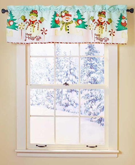 Let It Snow Bathroom Collection Christmas Kitchen Curtains, Red Cardinals, Snowman Family, Christmas Bathroom, White Picket Fence, Collections Etc, Holiday Store, Bathroom Windows, Curtain Valance