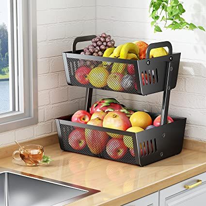 Vegetable Storage Rack, Kitchen Countertop Storage, Fruit Bowl Display, Banana Holder, Vegetable Bread, Tiered Fruit Basket, Wire Fruit Basket, Pantry Room, Fruit Stand