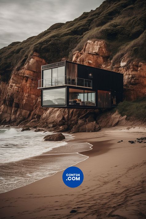 Container House Beach, Container House Interior Design, Rooftop House, Container House Ideas, Living In The Woods, House Interior Design Ideas, Container Hotel, Container House Interior, Shipping Container Home Designs