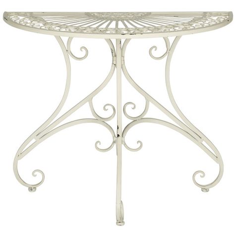 Lark Manor Lamere End Table Southern Gardens, Half Moon Table, White Accent Table, Patio Accent Table, Iron Console, Iron Console Table, Outdoor End Tables, Round Accent Table, Outdoor Accent Table