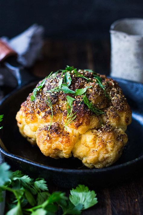 Zaatar Cauliflower, Zaatar Spice, Whole Roasted Cauliflower, Za Atar, Low Carb Baking, Tahini Sauce, Lebanese Recipes, Roasted Cauliflower, Tahini