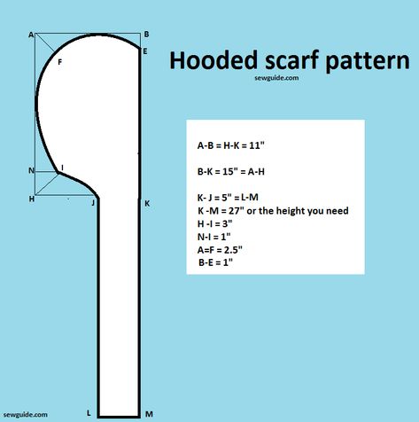 Make an Easy Hooded scarf - DIY pattern & tutorial - Sew Guide Sew Free Pattern, Hood Pattern Sewing, Scarf Sewing Pattern, Sewing Scarves, Hooded Scarf Pattern, Easy Blanket, Scarf Diy, Pola Topi, Crochet Scarf Easy