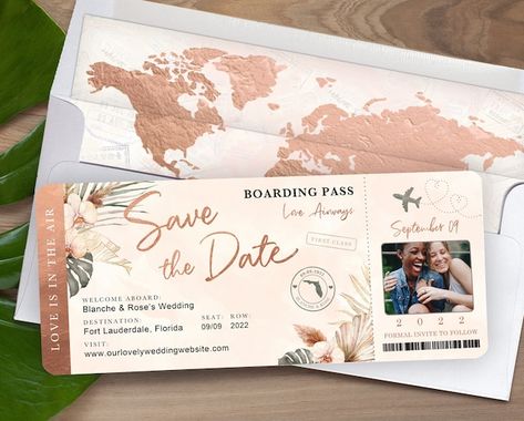 Boarding Pass Save The Date, Tropical Orchid, Save The Date Mariage, Invitation Examples, Gold Orchid, Cancun Wedding, Formal Wedding Invitations, Lucky Ladies, Gold Watercolor