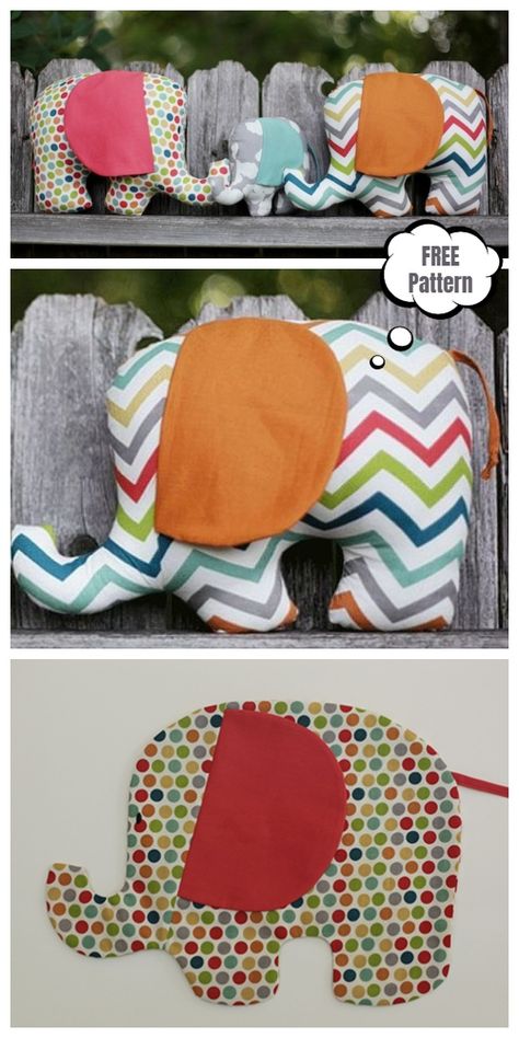 DIY Fabric Elephant  Plushies Toy Free Sewing Patterns & Tutorials