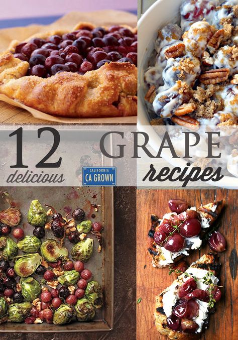 Purple Grapes Recipes, Grape Dessert Recipes, Green Grapes Recipes, Concord Grape Recipes, Grape Appetizers, Grape Snacks, California Recipes, Grape Dessert, Grape Pie