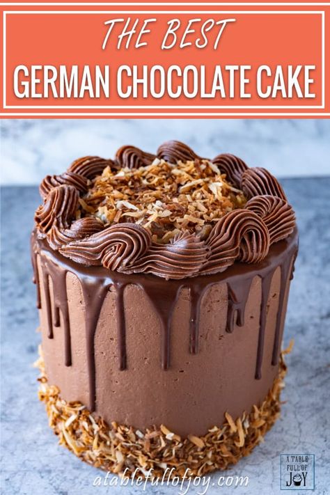 German Chocolate Cake Recipe Pinterest pin Bolo Do Barcelona, German Chocolate Cake Frosting, Cake Recipes Uk, German Chocolate Cookies, Chocolate Cake Frosting, German Chocolate Cake Recipe, Chocolate Cake From Scratch, Sprinkles Cake, German Cake