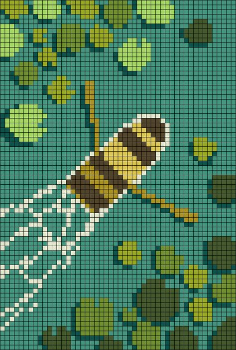 Alpha pattern #129481 | BraceletBook Pixel Lily Pad, Dot Pixel Art, Lilypad Pixel Art, Cottage Core Alpha Pattern, Alpha Patterns Mushroom, Landscape Alpha Pattern, Tapestry Grid Patterns, Nature Alpha Pattern, Large Alpha Patterns