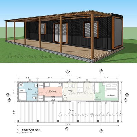 Design Concept CA187🌿✨ 3x40’ HC Container Home Design🔥 3BHK with Lounge🍂 [Copyrights © 2023 Container Architects. All rights… | Instagram Single Container House Plans, Container House Floorplan, Container Interior Design, Container House Design Floor Plans, Shipping Container Homes Interior, Shipping Container Design Plans, Container Home Floor Plans, Architecture Tutorial, Adu Plans