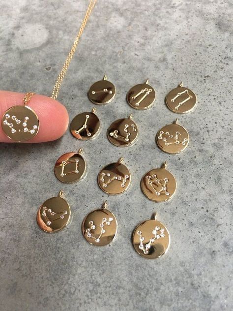 Memorable Jewelry, Zodiac Constellation Necklace, Necklace Stack, Diamond Fashion Jewelry, Constellation Necklace, Gold Rings Fashion, Zodiac Necklace, Jewelry Appraisal, Zodiac Pendant