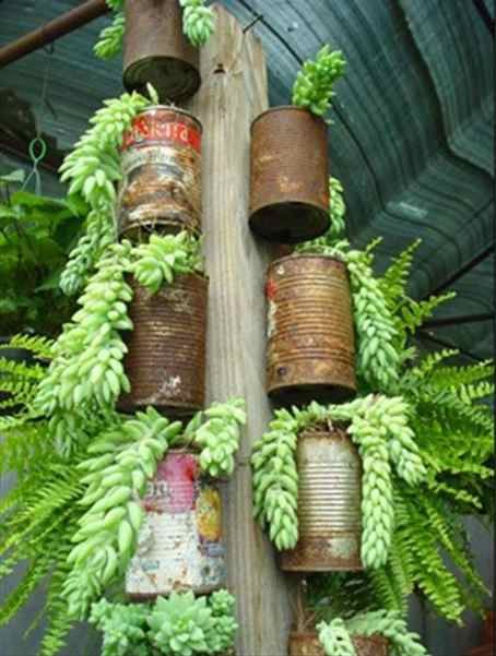 10 Garden Trends for Spring 2013 - Cheap Planters, Recycled Garden Planters, Taman Air, Recycled Tin Cans, Creative Planter, Upcycle Garden, Deco Nature, Recycled Garden, Tin Cans