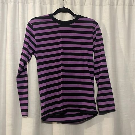 Women’s long sleeve T-shirt, small, black, and purple stripes Purple And Black Striped Shirt, Purple Emo Outfits, Purple Striped Shirt, Angus Scotland, Purple Long Sleeve Shirt, Black Striped Shirt, Castle Scotland, Scotland Uk, Purple Shirt