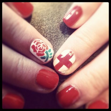 England Rugby nails England Rugby Nails, Rugby Nails, All Blacks Rugby, Colourful Nails, England Rugby, Heart Nail Art, Rugby Men, Six Nations, Body Is A Temple