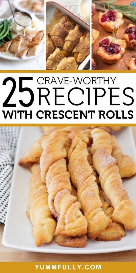 Enjoy this collection of recipes that go beyond the conventional way of using this versatile ingredient. This flaky delight can be used to make anything from appetizers to comforting main dishes and indulging desserts. These recipes celebrate the humble crescent roll’s ability to transform into a multitude of delicious dishes with ease and convenience! Creasant Roll Recipes, Recipes With Crescent Rolls, Pillsbury Crescent Recipes, Crescent Roll Recipes Dessert, Pillsbury Crescent Roll Recipes, Recipes Using Crescent Rolls, Crescent Roll Appetizers, Crescent Recipes, Pillsbury Recipes