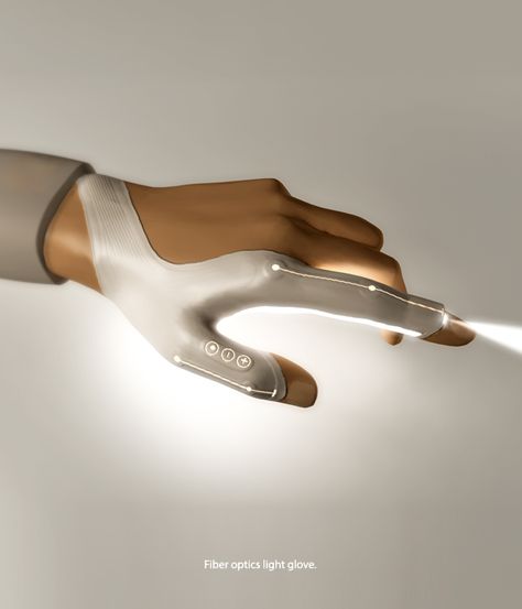 Future Wearable Technology, Futuristic Flashlight, Future Design Product, Futuristic Gloves, Future Product Design, Futuristic Technology Design, Futuristic Products, Technology Inspiration, Gadget Tecnologici