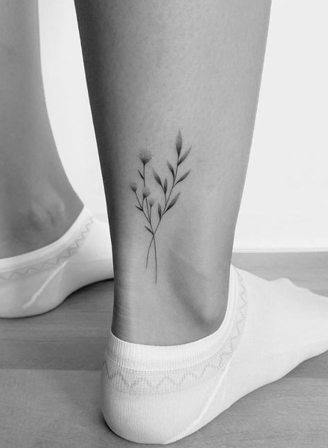 Leg Tattoos Flowers, Floral Ankle Tattoo, Ramos Tattoo, Mrs Tattoo, Wrist Tattoos Words, Olive Tattoo, Bookish Tattoos, Tattoo Plant, Ankle Tattoos For Women