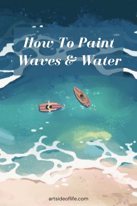 How To Paint Water Procreate, How To Draw Ocean Digital, How To Draw Water Procreate, How To Paint Water Digital Art, Water Wave Painting, How To Paint Water Digital, How To Draw Water Digital, Water Painting Tutorial, Water Illustration Design