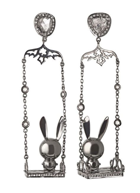 Rabbit Jewelry, Natasha Zinko, Rabbit Earrings, Jewelry Photography Styling, Easter Jewelry, Bunny Earrings, Jewelry Drawing, Adorable Bunny, Magical Jewelry