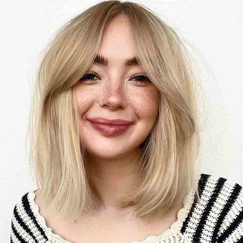 Blond Pony, Blonde Pony, Long Layered Bob, Front Bangs, Dunner Wordend Haar, Bangs For Round Face, Corte Bob, Bangs With Medium Hair, Fall Hair Trends